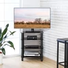 Eono HIFI állvány, fekete, üveg-alumínium, 60 x 45,5 x 69,5 cm