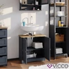 Vicco Bianco mosdószekrény, 60 cm, matt szürke/tölgy, B. kategória