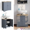 Vicco Bianco mosdószekrény, 60 cm, matt szürke/tölgy, B. kategória
