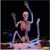 Halloween csontváz világító szemekkel, mozgatható testrészekkel, 60 cm