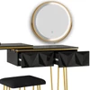 Vicco Bella fésülködőasztal székkel, Led tükörrel, fekete, 120 cm