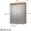 Vicco Luna tükrös szekrény 60x77 cm, tölgy