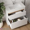 Vicco Detmold mosdószekrény, 80 cm, fehér/tölgyfa