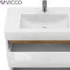 Vicco Detmold mosdószekrény, 80 cm, fehér/tölgyfa