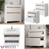 Vicco Detmold mosdószekrény, 80 cm, fehér/tölgyfa