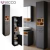  Fürdőszoba szekrény, 190 cm, antracit-tölgy, Vicco Beatrice 3569
