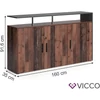 Komód, tálalószekrény, Vicco Amato 4284 , 160 cm, antracit-old style