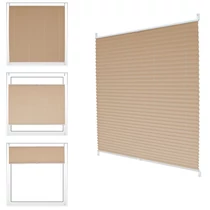 ECD Germany 80×150 cm feszített harmónika roló/pliszé függöny, fúrás nélkül, krém