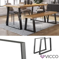 Vicco Loft acél asztallábak, 2 db, trapéz alakú, fekete, 72 cm