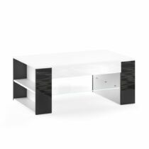 Vicco Stelios dohányzóasztal, 100 cm, magasfényű fehér-fekete