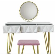 Vicco Ruby fésülködőasztal székkel, Led tükörrel, fehér, 100