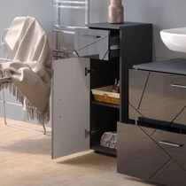 Vicco Irma midi szekrény, 81 cm, magasfényű antracit