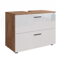 Vicco Irma mosdószekrény, 80 cm, magasfényű fehér / tölgy