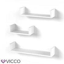 Vicco U alakú fali polc szett, 3 db-30,45,60 cm- fehér