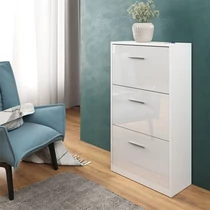 Vicco Gizmo 3 ajtós cipősszekrény, magasfényű fehér, 59x105 cm