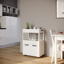 Vicco Simon gurulós bárszekrény, fehér, 60 cm