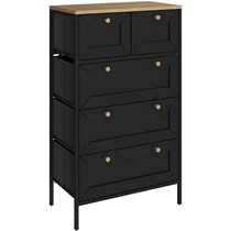 Vicco Belaro 5 fiókos komód – fekete, 56 × 30 × 95 cm