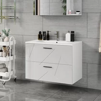 Vicco Irma magasfényű fehér fali mosdó alatti szekrény – 80 × 57 × 45 cm