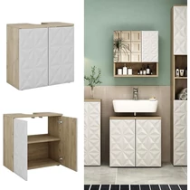 Vicco Edge mosdószekrény, 60 cm, fehér/tölgy