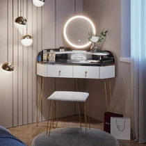 Vicco Amira sarok fésülködőasztal székkel, led tükörrel, fehér-szürke, 100 cm
