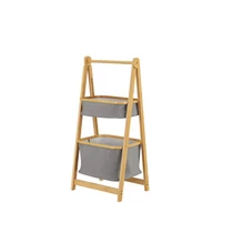 Bambusz létrapolc 2 tárolókosárral, 97 cm
