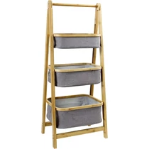 Bambusz létrapolc 3 tárolókosárral, 109 cm