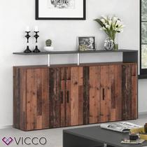 Komód, tálalószekrény, Vicco Amato 4284 , 160 cm, antracit-old style