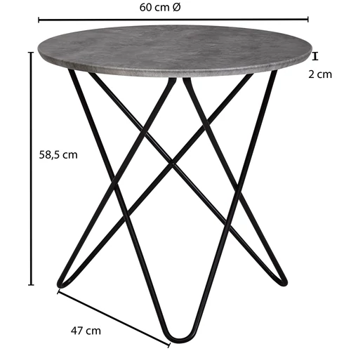 Wohnling design kerek dohányzóasztal, 60 cm, beton
