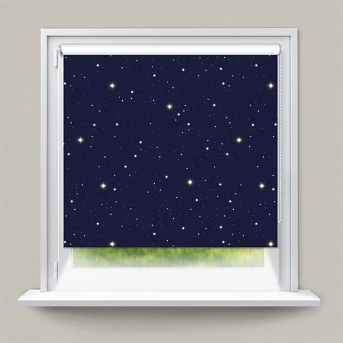 ECD 120x150cm hőszigetelő roló, fúrás nélkül, kék, csillag mintával