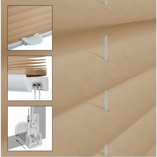 ECD Germany 80×150 cm feszített harmónika roló/pliszé függöny, fúrás nélkül, krém