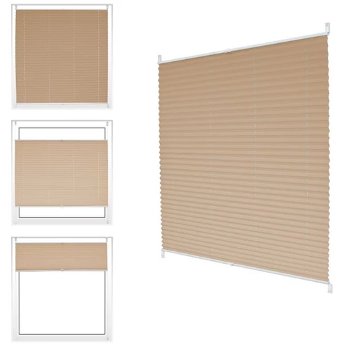 ECD Germany 80×150 cm feszített harmónika roló/pliszé függöny, fúrás nélkül, krém