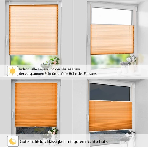 Grandekor 80 x 130 cm harmonika roló, pliszé, fúrás nélkül, narancs