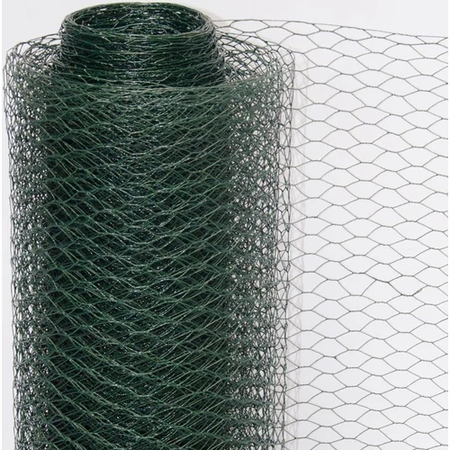 Acél csirkeháló drótkerítés PVC bevonattal, 0,75 m x 25 m, zöld
