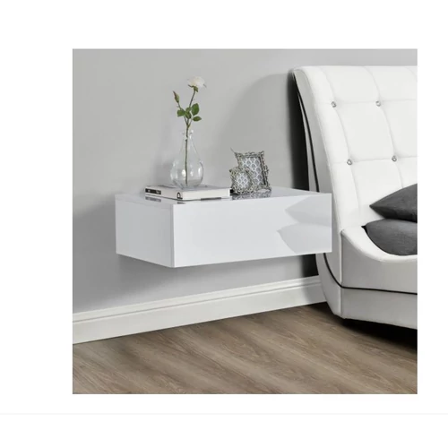 [en.casa]® Fali éjjeliszekrény 1 fiókkal 46 x 30 x 15 cm, fényes fehér