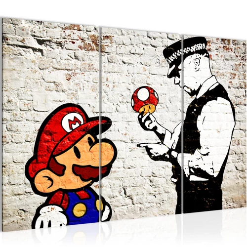 Mario és Cop Banksy vászonkép