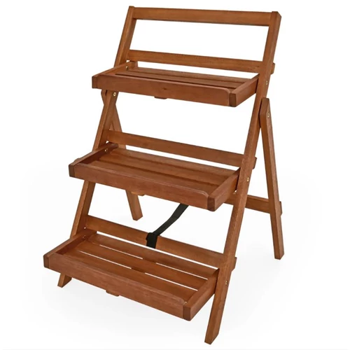 Casaria 3-szintes tömör akácfa virágtartó 79x59x56 cm