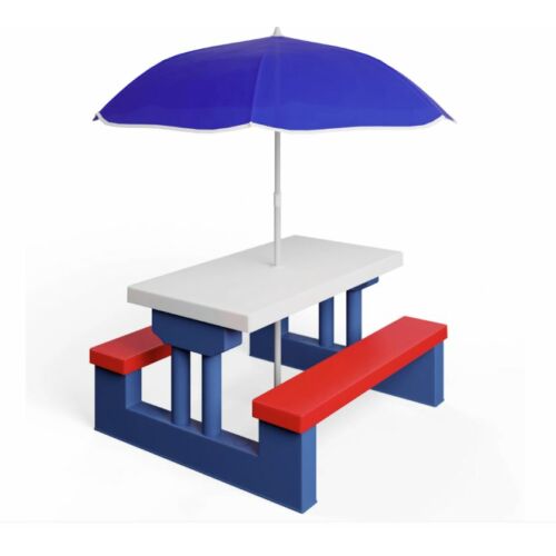 Deuba gyerekbútor szett, asztal 2 paddal, napernyővel