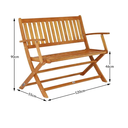 Casaria tömör eukaliptuszfa kerti pad, 120 cm