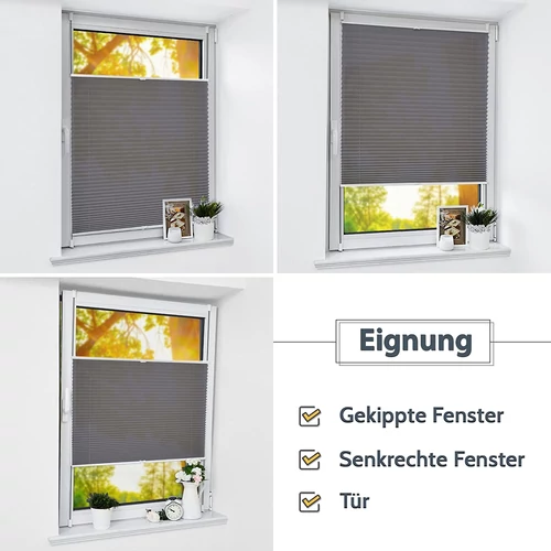 Oubo 50×130 cm harmónika roló, pliszé függöny, fúrás nélkül, antracit