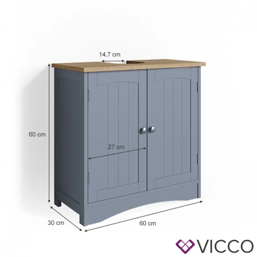 Vicco Bianco mosdószekrény, 60 cm, matt szürke/tölgy, B. kategória