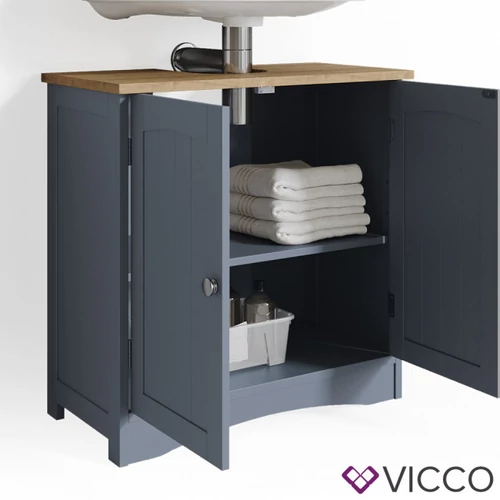 Vicco Bianco mosdószekrény, 60 cm, matt szürke/tölgy, B. kategória