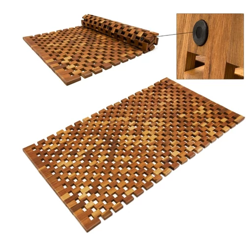 Casaria akácfa fürdőszobaszőnyeg, 80×50 cm, rácsos