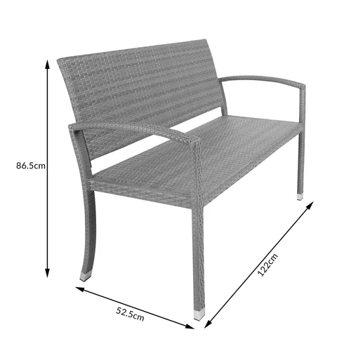 Casaria polyrattan kerti pad, szürke, 122 cm