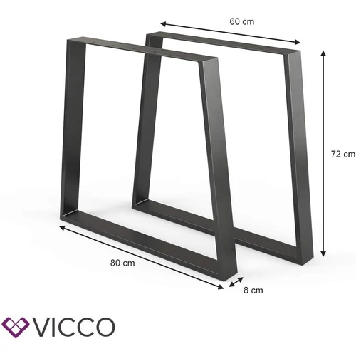 Vicco Loft acél asztallábak, 2 db, trapéz alakú, fekete, 72 cm