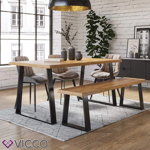 Vicco Loft acél asztallábak, 2 db, trapéz alakú, fekete, 72 cm