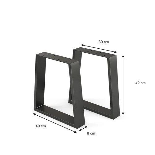 Vicco Loft acél asztallábak, padlábak, 2 db, trapéz alakú, fekete, 42 cm