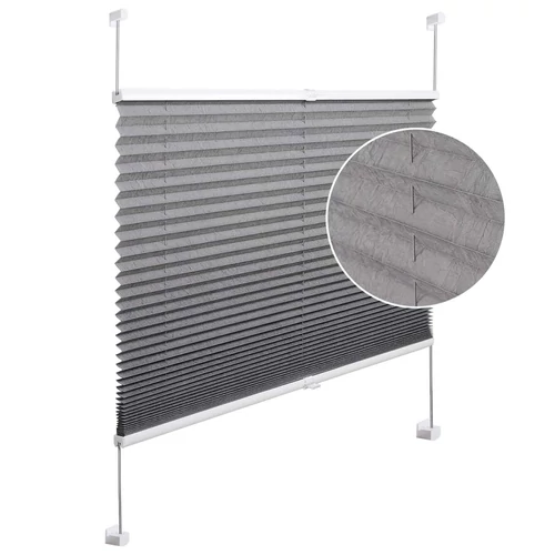Woltu 70×130 cm gyűrt feszített pliszé, fúrás nélkül, szürke