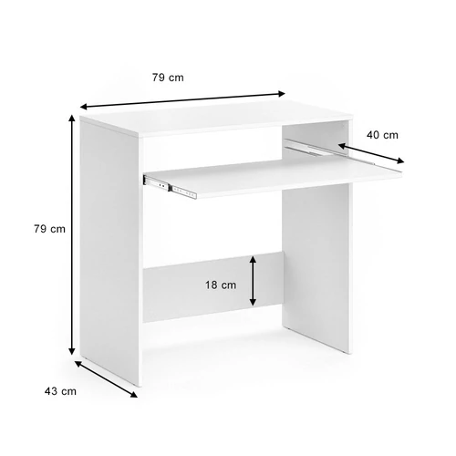 Vicco Nils számítógépasztal, fehér, 79 cm