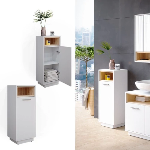 Vicco Beatrice midi szekrény, 93 cm, fehér-tölgy