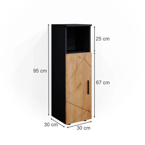 Vicco Irma midi szekrény, 95 cm, antracit-tölgy